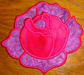rose mug rug purple