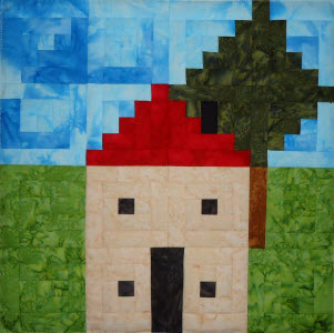 log cabin quilt house scene