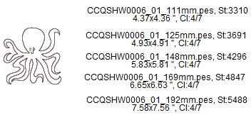 Oswin Octopus design sizes