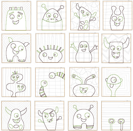 happy monsters machine embroidery designs