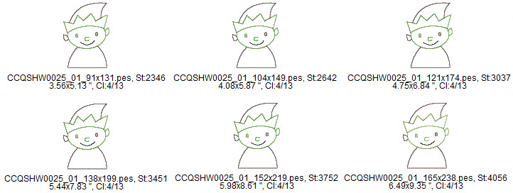 elf applique design sizes