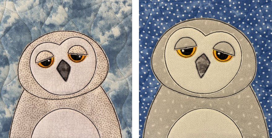 snow owl raw edge applique design